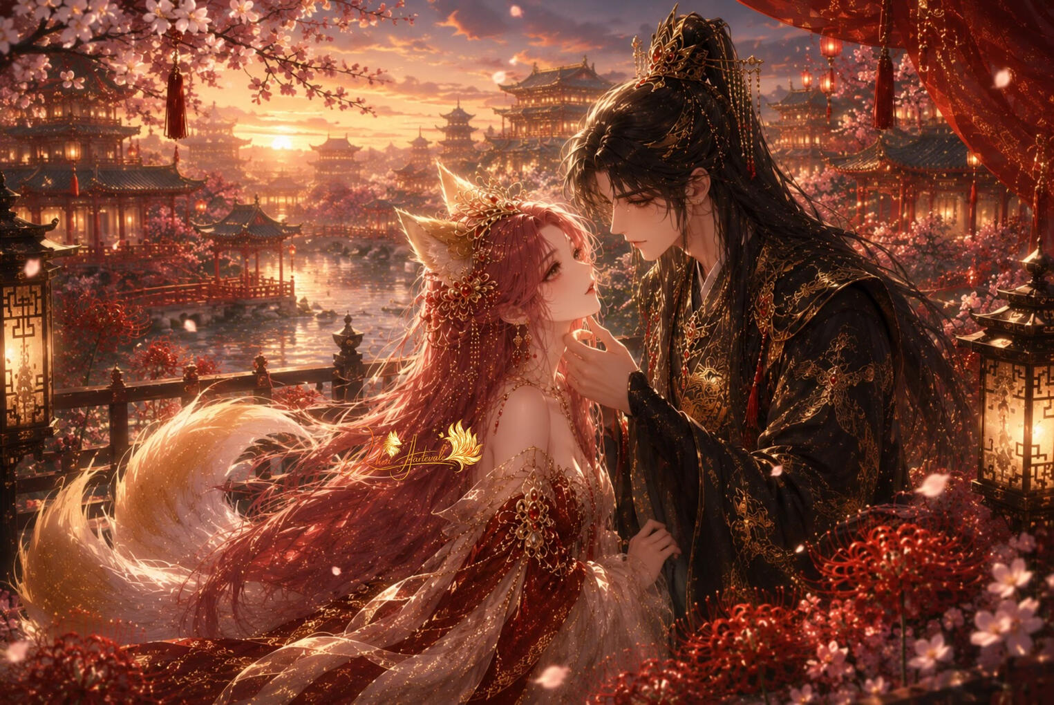 nine tailed fox with emperor